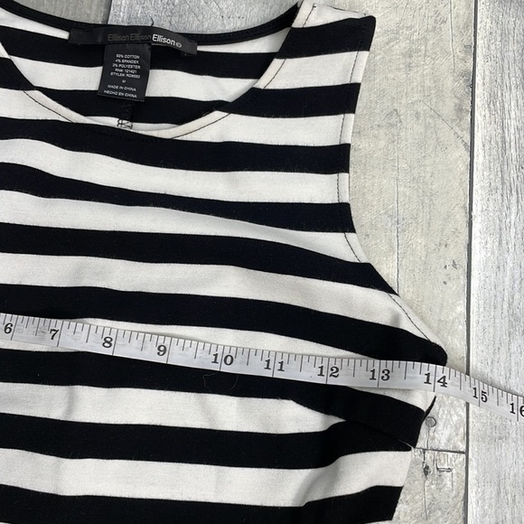 ellison black and white striped midi dress with cutouts at waistline. Size Med - Picture 6 of 10